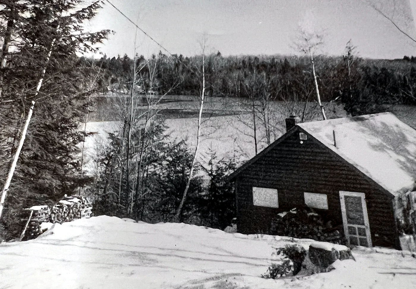 Early winter at the Lodge, after the big center tree had come down due to a lightning strike.